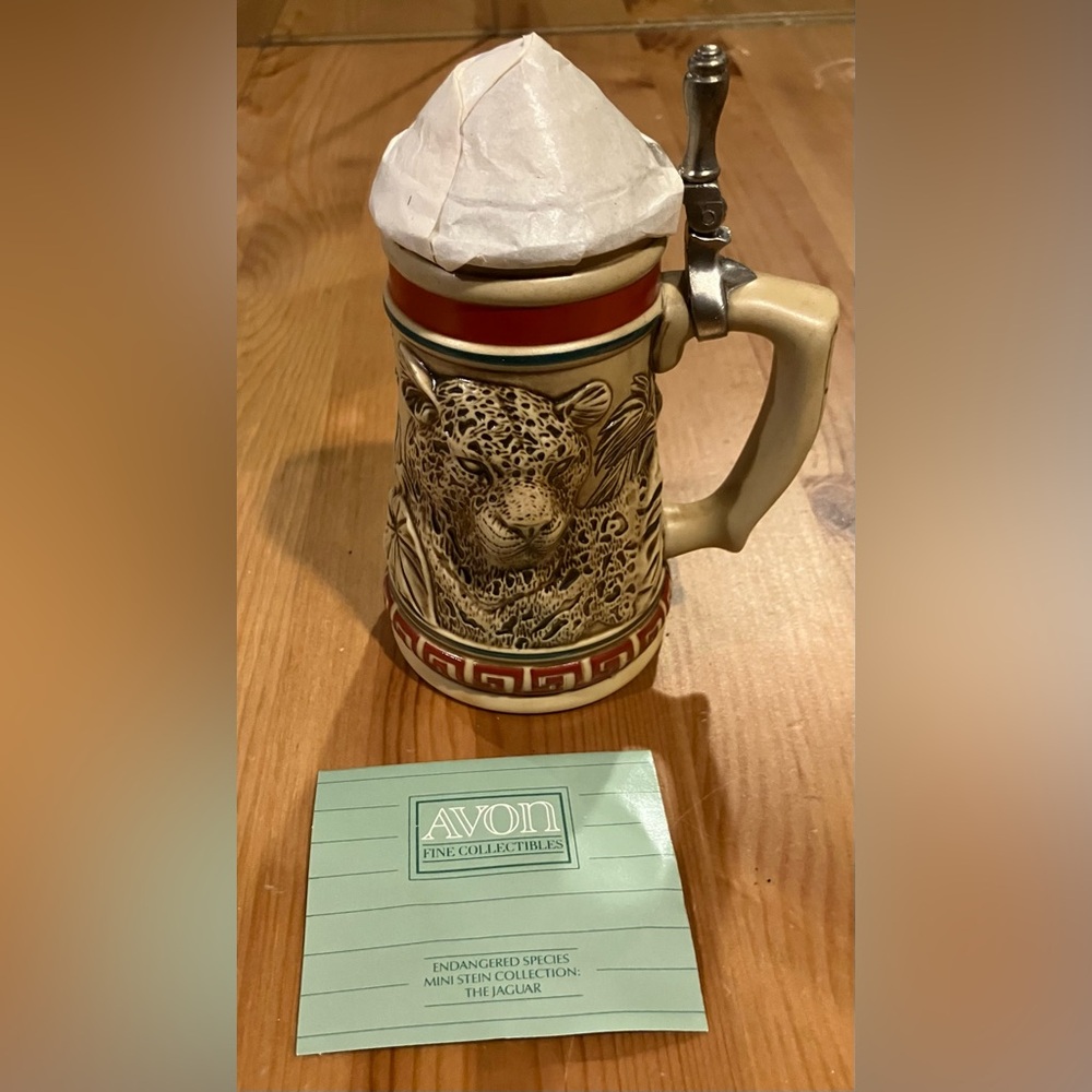 NIB Avon Endangered Species Jaguar 1991 Collectible Ceramic Stein